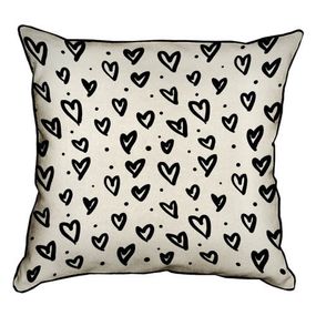Подушка с мешковины Сердца 45x45 см (45PHB_17L007_WH)