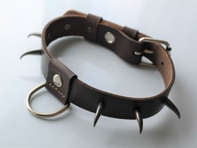 Кожаный ошейник "Aggressive" коричневый