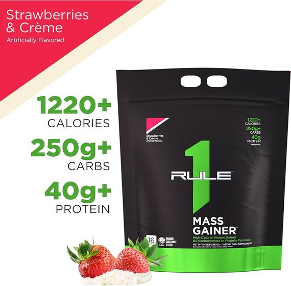 Гейнер Rule One Mass Gainer 5.25 kg (Strawberries &amp; Creme) | Зображення 2