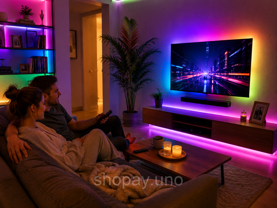 Гнучка світлодіодна стрічка RGB USB 15м / Стрічка на USB на монітор, меблі + пульт / LED стрічка від павербанку | Зображення 1