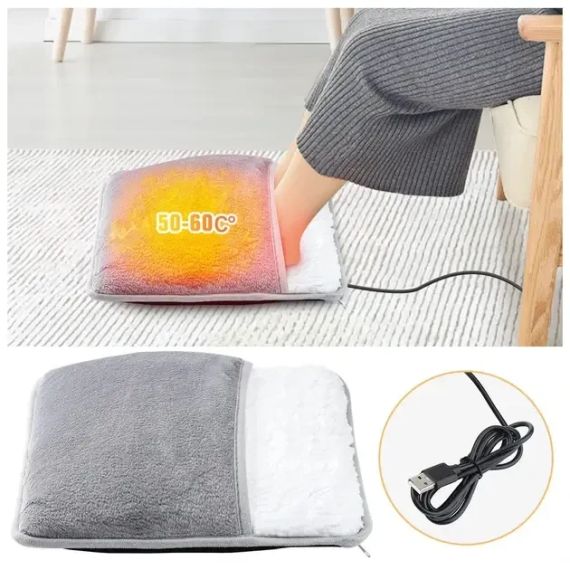 Портативна фланельова грілка для ніг з електричним підігрівом Foot warmer XL-997 Килимок з USB підігрівом | Зображення 4