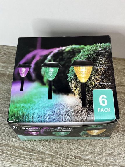 Садовые светильники на солнечной батарее Garden Path Light RGB 6 шт водонепроницаемые LED фонарики для дорожек и сада Черный | Зображення 6