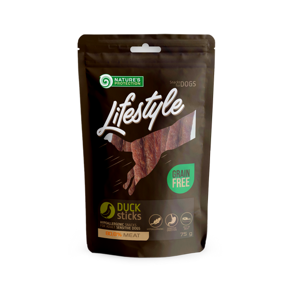 Смужки з сухой качки Nature's Protection Lifestyle Snack For Dogs Duck Sticks 75 гр