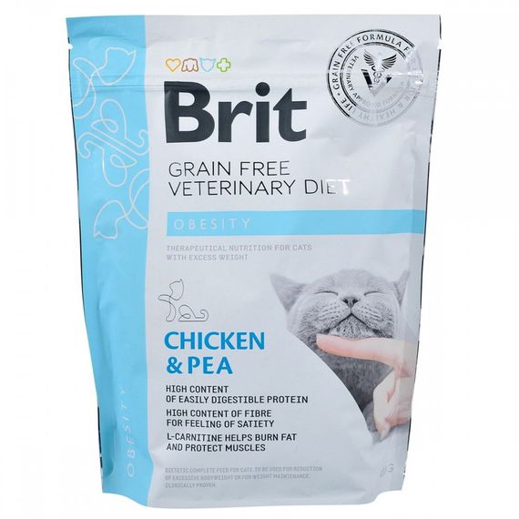 Корм сухий Brit Grain Free VetDiet Cat Obesity для котів з зайвою вагою та ожирінням з куркою та горохом 400 г | Зображення 2
