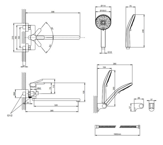 Змішувач для ванни Lidz Astra 005 LDAST005CRM48088 | Зображення 1