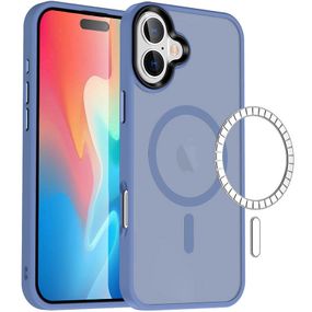 TPU+PC чохол Metal Buttons with MagSafe Colorful для Apple iPhone 16 (6.1") Блакитний / Sierra Blue