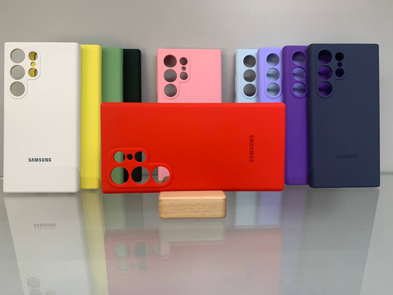 Samsung Galaxy S23 Ultra Протиударний чохол з логотипом софт тач червоний