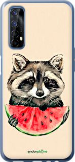 Чохол на Realme 7 Єнотик з кавуном "4605u-2081-2448"
