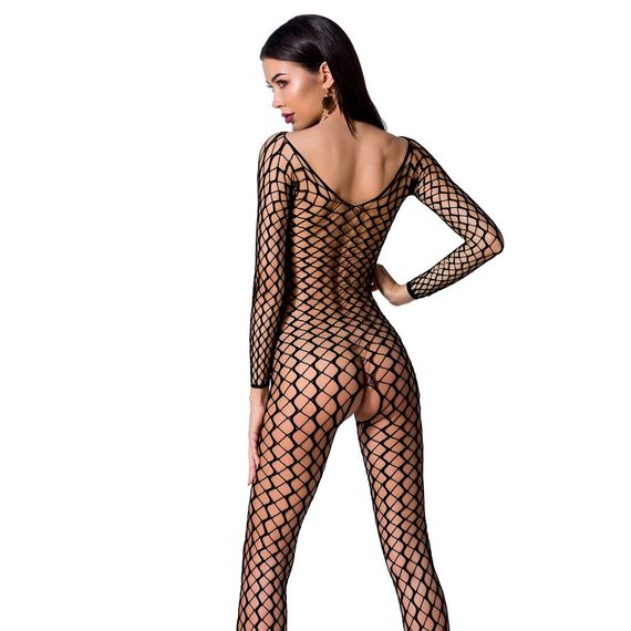 Бодистокинг Passion BS068 black, комбинезон, крупная сетка, длинный рукав | Зображення 1
