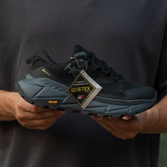 Кросівки демісезонні шкіряні Hoka підкладка Gore-Tex колір чорний/сірий | Зображення 1