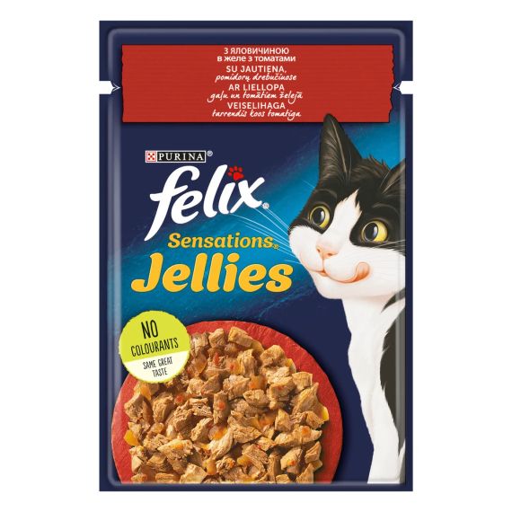 Вологий корм Felix Sensations з яловичиною та томатами 78шт*85г