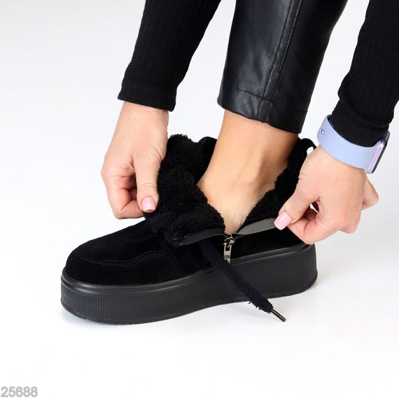 Молодежные черные замшевые зимние ботинки на платформе | Зображення 6