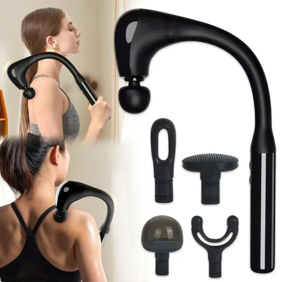 Выгнутый перкуссионный массажер для самостоятельного массажа тела и мышц JA-G4 ударный массажер | Зображення 2