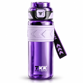 Спортивная бутылка TKK 1000 мл - фиолетовая Tritan BPA-free, ударопрочная эко-бутылка с антискользящим держателем