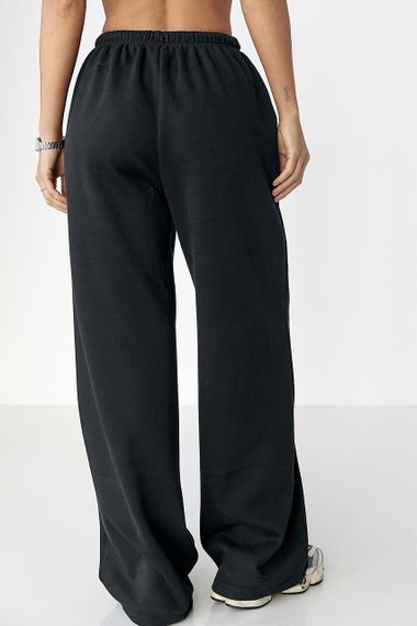 Утеплені однотонні спортивні штани - чорний цвет, M (є розміри) | Зображення 1