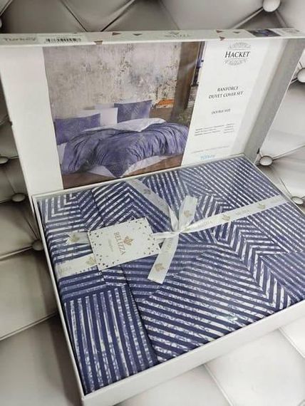 Постельное белье Belizza Hacket Ранфорс Хлопок Евро размер (простынь трикотаж на резинке)