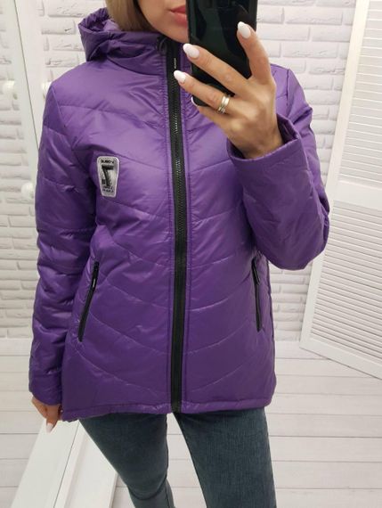 Жіноча демісезонна куртка з емблемою, арт.210/7, фіолет | Зображення 7