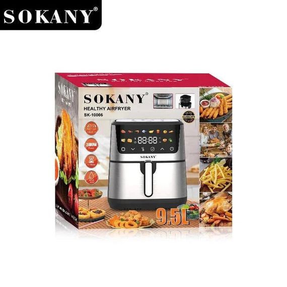 Аерофритниця електрична Sokany SK-10066 Електрична фритюрниця без олії з таймером / Аерогриль 9.5 л 2400 Вт | Зображення 3