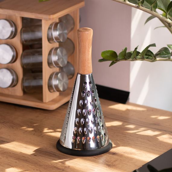 Conical three-sided stainless steel hand grater with wooden handle 11×24 (cm) HP-8-3 | Зображення 4