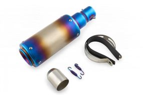 Глушник тюнінг мото 325 * 100mm нержавейка, овал, сіро-синій, прямоток