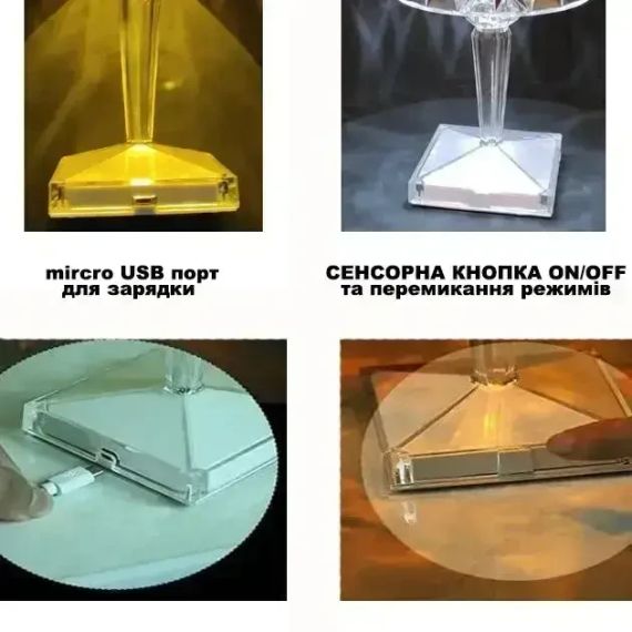 УЦІНКА! Декоративний LED світильник нічник Diamond light Діамант (Плохе паковання 3037) | Зображення 8