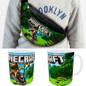 Набір: Сумка-бананка+ Кружка майнкрафт "Minecraft" дитяча з принтом (00129)