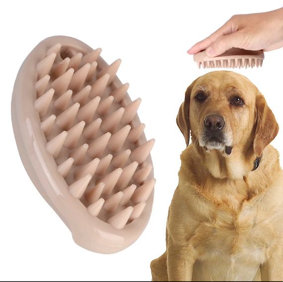 Силиконовая щетка для короткой шерсти Doggy Man Honey Smile Smile розмір 10х6,5 см. | Зображення 2