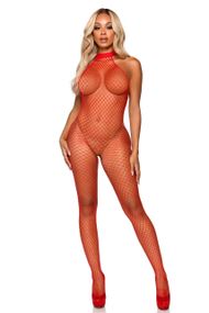 Бодистокинг Leg Avenue Racer neck bodystocking Красный One Size