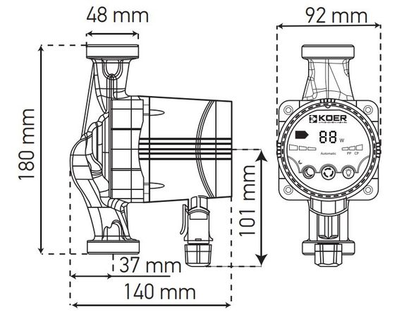 Насос циркуляційний енергозб. Koer KP.N25 / 6-180 (KP0247) | Зображення 2