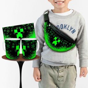 Набір: дитяча сумка-бананка+кружка Майнкрафт Кріпер «Minecraft» 32х15см, бананка хлопчику через плече (00933)