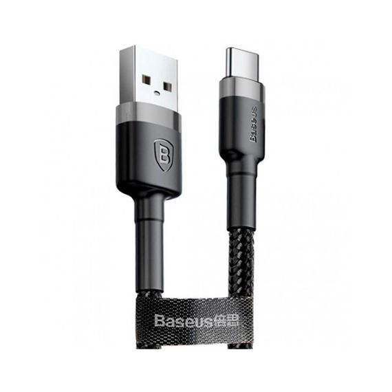 Дата кабель USB 3.1 AM to Type-C 1.0m 3A grey-black Baseus (CATKLF-BG1) | Зображення 1