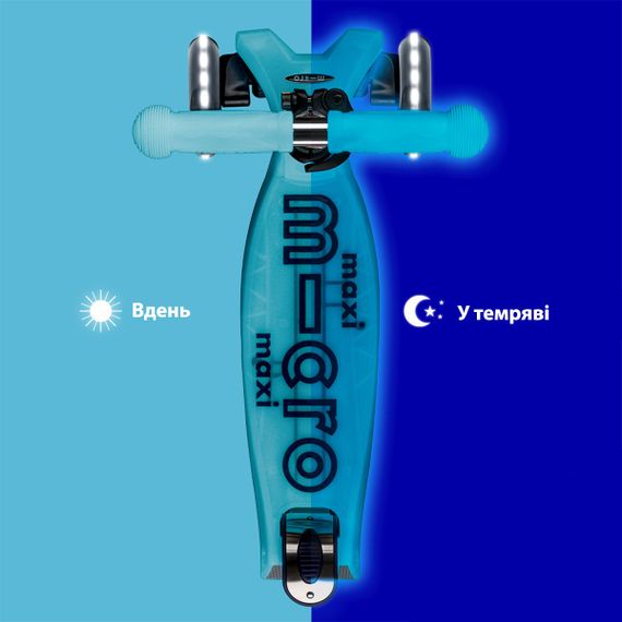 Трехколесный самокат Maxi Deluxe Glow LED (Синий хрусталь со светящимися колесами) | Зображення 6