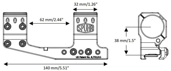 Моноблок Spuhr SP-3022C з виносом. d - 30 мм. High. Picatinny | Зображення 1