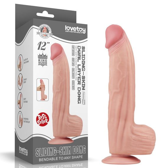 Фалоімітатор 12'' King Sized Sliding Skin Dual Layer Dong Sex Aura | Зображення 1