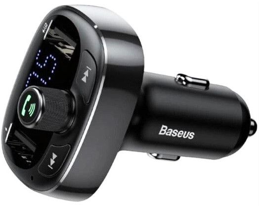 FM трансмиттер Bluetooth модулятор Baseus S-09 2USB CCALL-TM01 адаптер зарядное устройство Черный | Зображення 2
