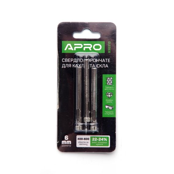 Свердло трубчасте з алмазним напиленням 6 мм (3 шт. у пачці) APRO 8303131 | Зображення 2