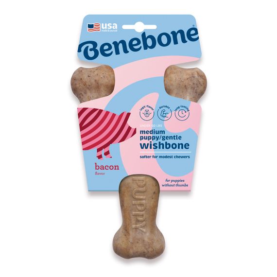 Іграшка для цуценят зі смаком бекону Benebone Puppy Wishbone Bacon, 18 см | Зображення 2