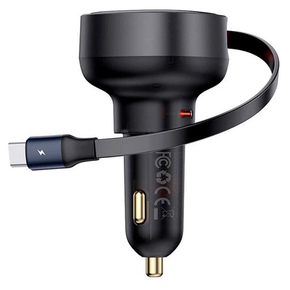 АЗП Baseus Enjoyment Pro 60W (1USB-C) + висувний кабель Type-C (C00057802111-01) | Зображення 1