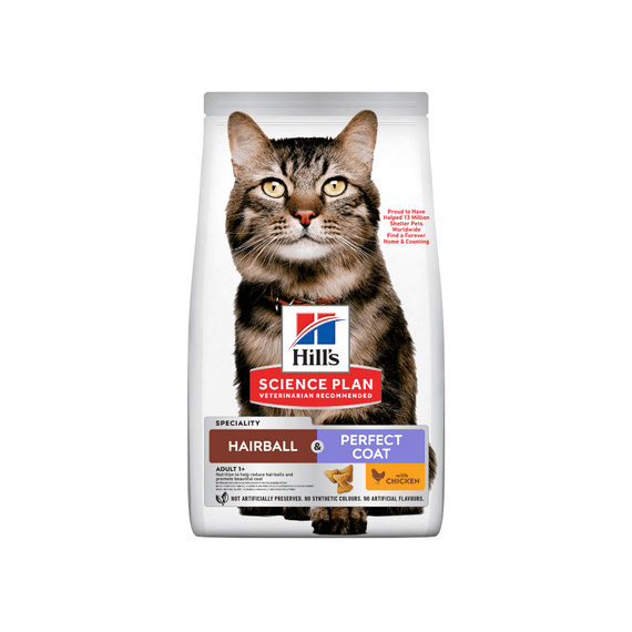 Hill's SP Hairball & Perfect Coat Сухий корм для дорослих котів для виведення грудочок шерсті та покращення ст