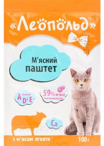 Вологий корм для котів Леопольд паштет ягня 100 г 1457