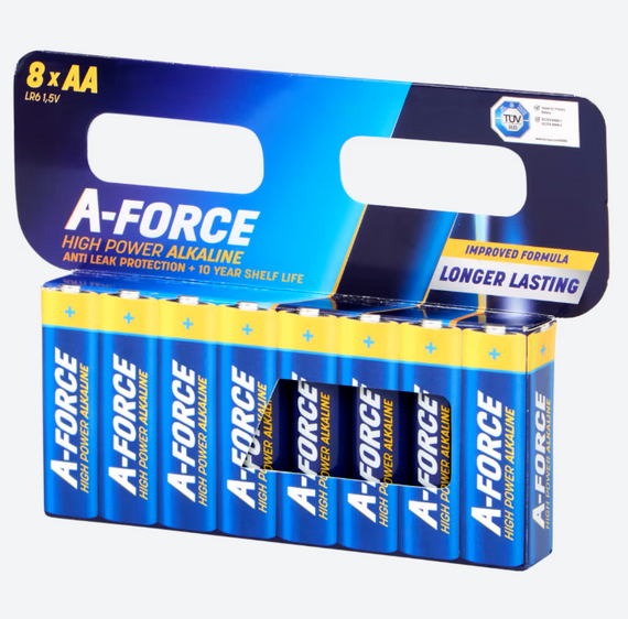 Лужні батарейки типу АА High Power Alkaline  A-Force 8 шт.