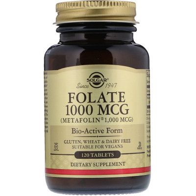 Витамин Solgar Фолиевая кислота, Folate, фолат, 1000 мкг, 120 таблеток (SOL-53596) - Топ Продаж!