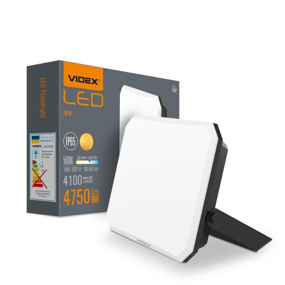 Світлодіодний прожектор VIDEX F3 50W 5000K 220V Black (VLE-F3-0505)