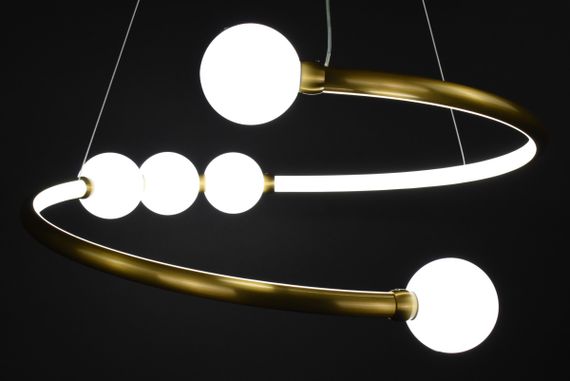 Люстра світлодіодна підвісна LED світильник для квартири на стелю лед 27562 Латунь 25-90х60х60 см. | Зображення 5