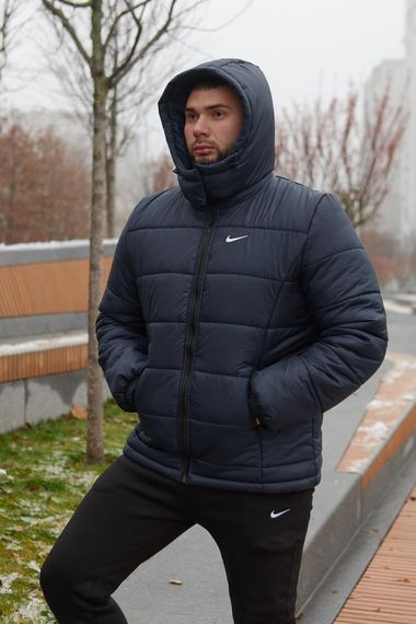 Комплект чоловічий Nike: куртка зимова "Frost" синя + штани з тринитки утеплені чорні Артикул: 1883785596 | Зображення 2