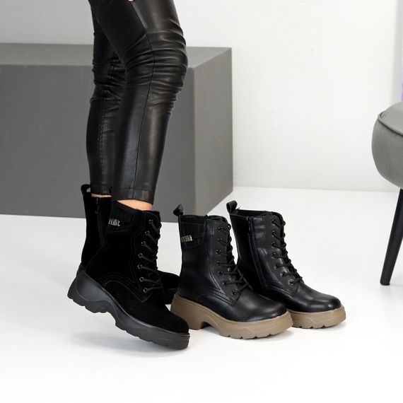 Черные зимние высокие замшевые ботинки берцы доступная цена | Зображення 7