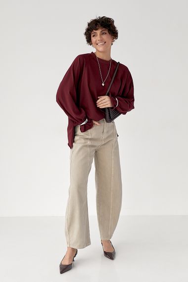 Однотонний вільний лонг - бордо цвет, ONE SIZE (є розміри) | Зображення 2