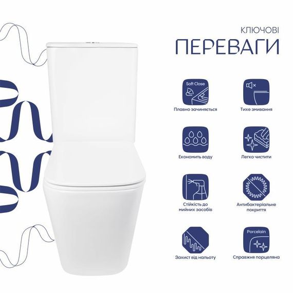 Унітаз підлоговий Qtap Tern Ultra Quiet безобідковий із сидінням Soft-Close QT17226003AW White | Зображення 2