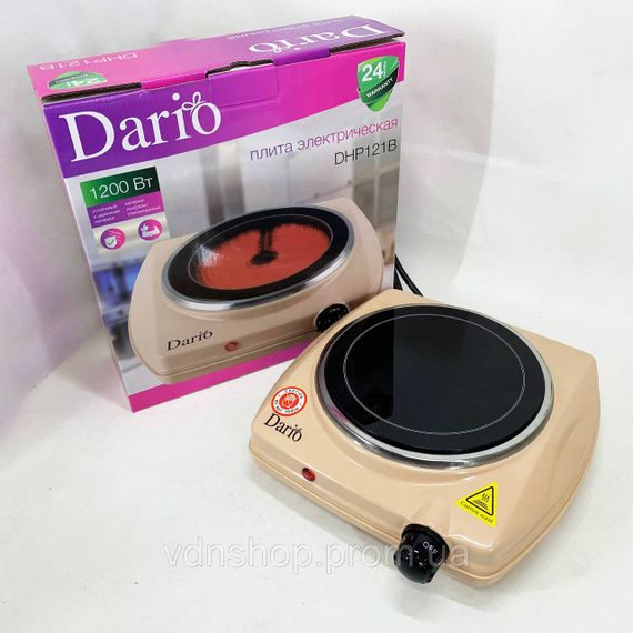 Плита электро для домашнего приготовления DARIO DHP121B 1200 Вт, Бытовая плита для приготовления AO-72 | Зображення 4