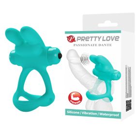 Эрекционное виброкольцо с кроликом PRETTY LOVE Passionate Dante силиконовое, бирюзовое sexstyle